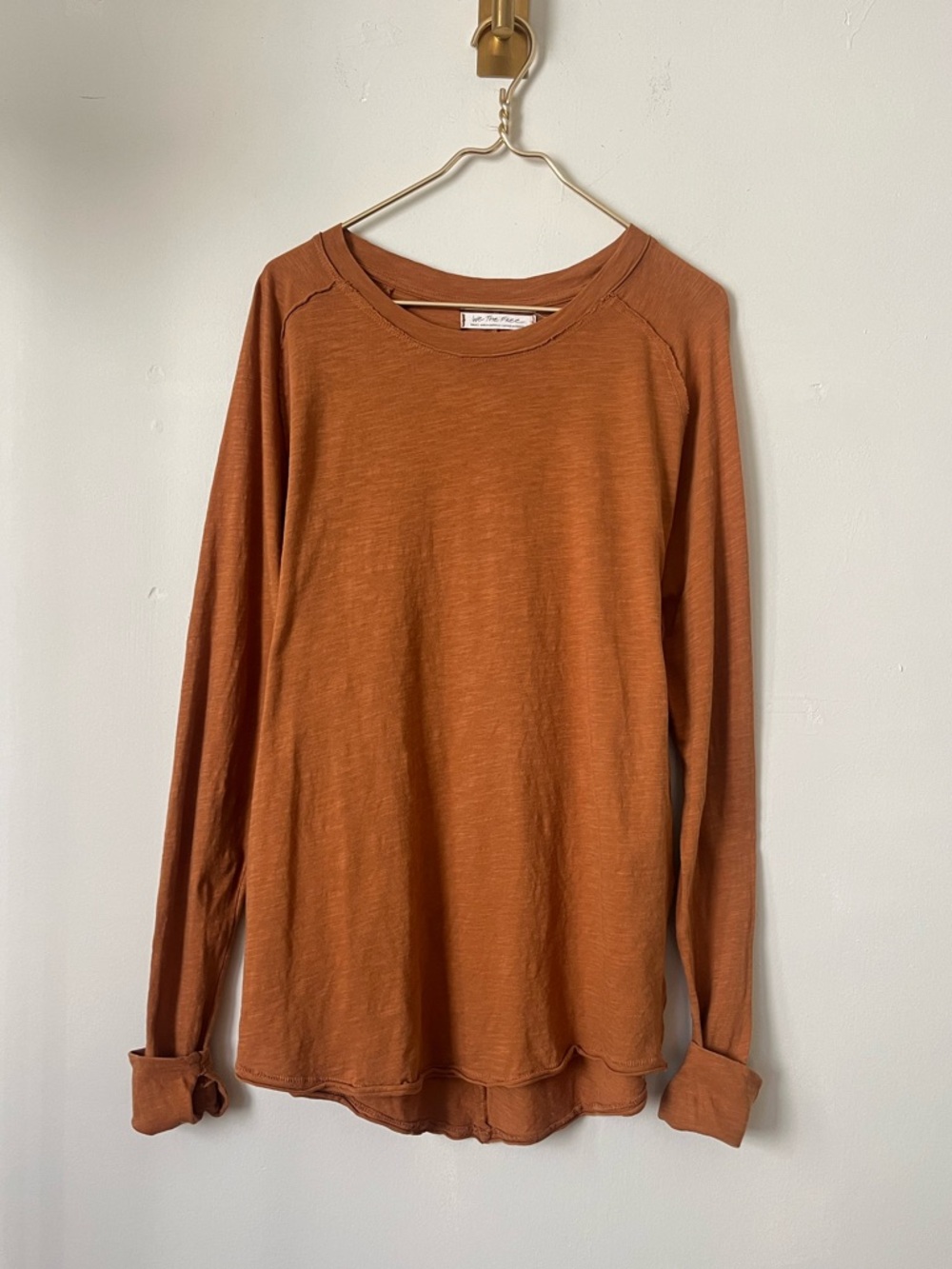 We The Free Burnt Orange Crewneck cowgirl fall  sweater Long Sleeve S oversize